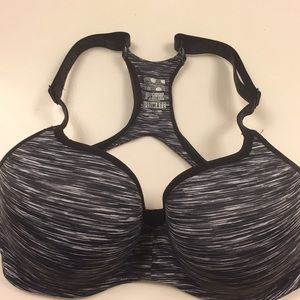 Pink racer back sports bra